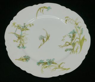 Vintage Haviland French Limoges Porcelain Plate With Blue Flowers,  Carnation
