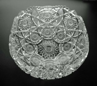 Abp Cut Glass Crystal Bowl With Turned In Sides