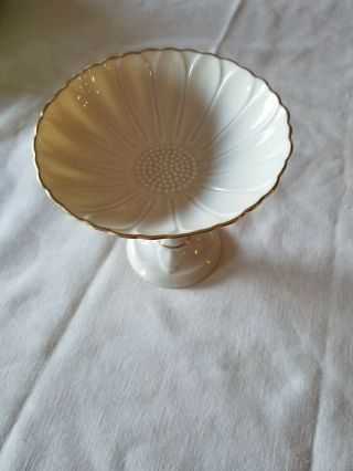 Lenox Compote Pedestal Footed Ivory Gold Trim Candy Bon Bon Dish With Label