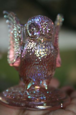 Westmoreland Carnival Glass Pink Owl Toothpick Holder