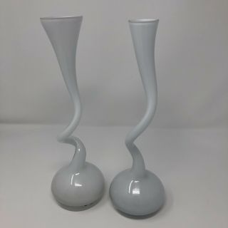 Normann Copenhagen White Glass Swing Vase Swingvase / Spiral Vase Set