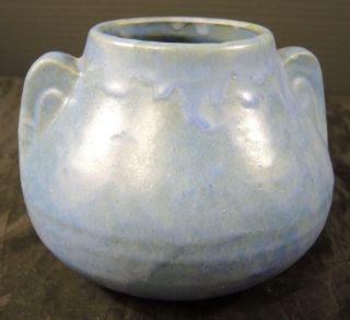 Arts & Crafts Era Blue Mottled Vintage Drip Glaze Brush Mccoy Art Pottery Vase