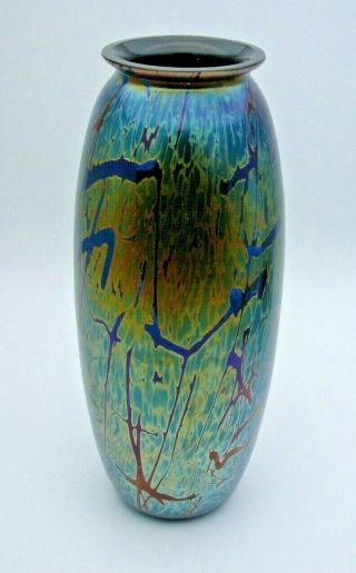Large 10  Royal Brierley Ware Iridescent Glass Vase By Michael Harris - Perfect
