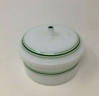 Vintage Hazel Atlas Green Striped Grease Drippings Jar Milkglass