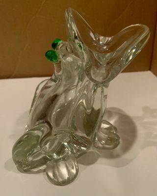 Vintage Murano Style Hand Blown Art Glass Frog Vase / Pen Holder 5”
