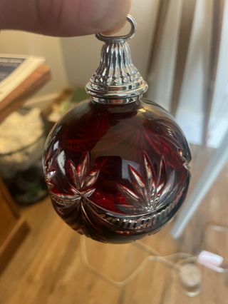 2005 Waterford Crystal Winter Wonderland Ruby Red Ball Christmas Ornament 2
