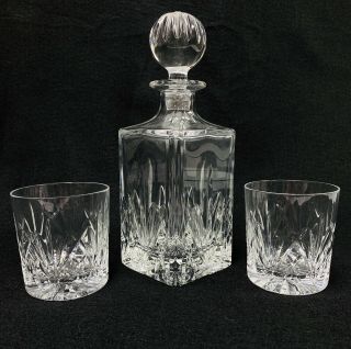 Marquis By Waterford Crystal Square Decanter & Double Old Fashioned Glass Set