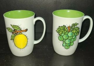 Care Of Vintage Fitz And Floyd Cups Mugs Grape And Lemon Green Inside