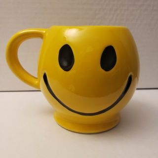 Vintage 1970s Mccoy Pottery Happy Smiley Face Coffee Cup Mug Yellow Ceramic
