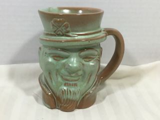 Vintage Frankoma Pottery Irish Whiskey Coffee Mug / Cup 1980 W/ Shamrock