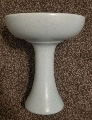 Vintage Haegar Pottery Pedestal Planter/vase Soft Blue With Brown Speckling
