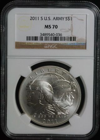 2011 S S$1 Ngc Commemorative Us Army One Dollar Ms 70 Silver Coin