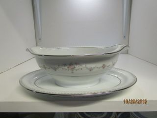 Vintage Noritake Fairmont Gravy Boat With Attached Underplate