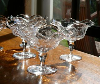 RARE WEBB ENGLAND 24 CRYSTAL SIX FRILLED DISHES made from 1953 discontinued 3
