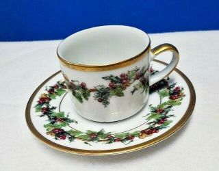 Royal Gallery China Holly And The Ivy Demitasse Cup And Saucer