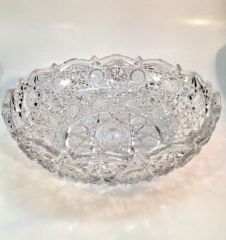 Abp American Brilliant Period Cut Glass Crystal Bowl 3x9”
