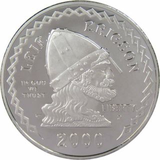 Leif Ericson Millennium Commemorative 2000 P 90 Silver Dollar Proof $1 Coin