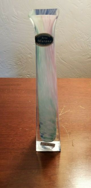 Vintage Lavorazione Arte Murano Glass Bud Vase Blue,  Gree,  Pink