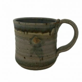Holloman Studio Art Pottery Coffee Tea Cup Mug Green Blue Tones