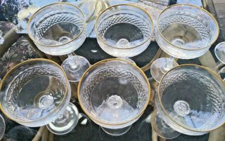 Set Of 6 Vintage Mikasa Gold Crown Crystal Champagne Saucers / Cocktails
