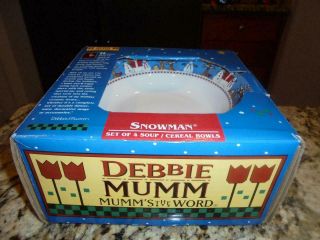 4 Sakura Debbie Mumm Snowman Cereal/soup Bowls Exclnt Cond Box Low Fast Shipng