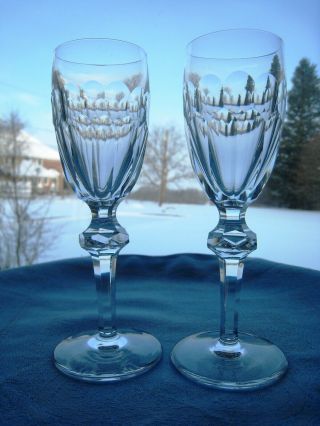Waterford Irish Crystal.  Curraghmore Pattern.  Two 6 3/8 " Sherry Glasses.  Signed