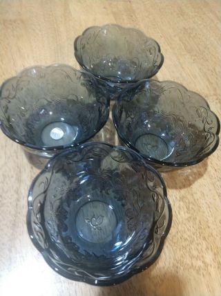 Princess House Fantasia Blue Saphire Crystal Bowl Scalloped Rim Set Of 4