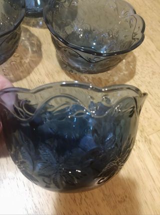 Princess House FANTASIA Blue Saphire Crystal Bowl Scalloped Rim Set Of 4 2
