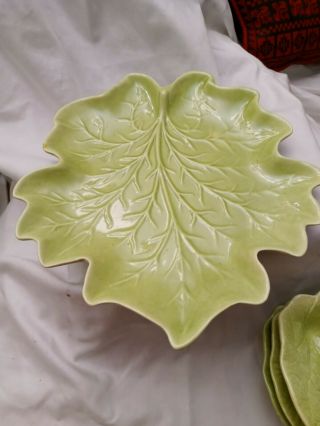 Set Of 6 Vintage Royal Haeger Usa Green Leaves Salad Plates