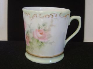 Vintage T & V Limoges Depose Hand Painted Pink Roses And Gold Trim Porcelain Mug