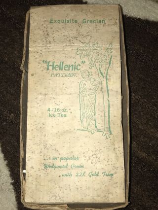 Vintage Jeanette Hellenic - Green Wedgwood Greek - Ice Tea Set.  2