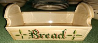 Vintage Metlox Poppytrail Green Rooster Bread Basket Serving Dish