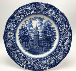 Staffordshire Ironstone Liberty Blue Dinner Plate Independence Hall England