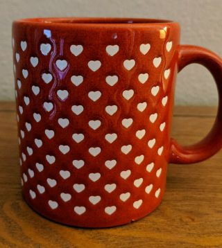 Waechtersbach Red White Small Heart Print Coffee Cup Mug West Germany Vintage M4