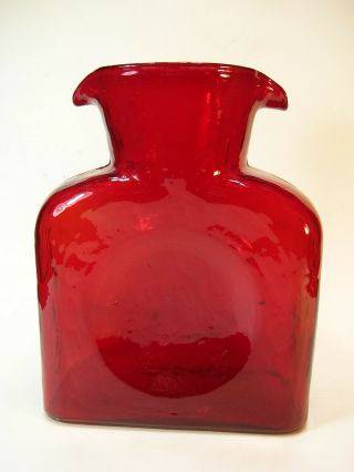 Blenko Ruby Red Double - Spout Water Bottle