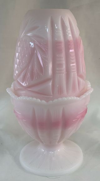 Fenton Rosalene Slag Glass Strawberry Fairy Lamp / Light
