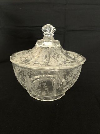 Cambridge Rose Point Glassware Covered Candy Dish 3900/165