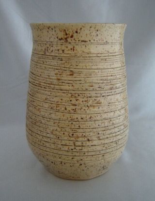 Speckled Beige/Brown Textured Studio Art Pottery Stoneware Vase (6 