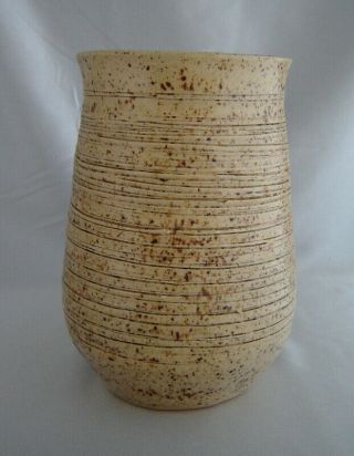 Speckled Beige/Brown Textured Studio Art Pottery Stoneware Vase (6 