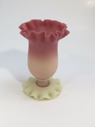 Thomas Webb & Sons Queen Burmese Art Glass Cabinet Vase Toothpick Holder