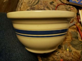 Roseville Ohio Friendship Pottery Blue Stripe 8 " Mixing Bowl,  Vintage,  Euc