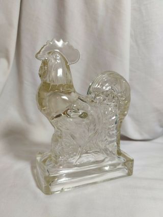 Vtg.  Glass Rooster Candy Container