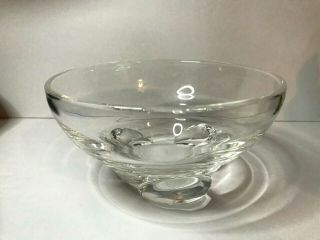 Vintage Steuben Art Glass Footed Clear Glass Bowl Signed