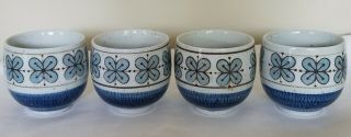 Vintage Omc Otagiri Mercantile Co.  Ceramic Sake Or Tea Cups Set Of 4 Blue Japan