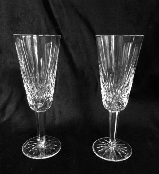 2 Vintage Waterford Irish Crystal 7 1/4 " Lismore Champagne Flutes