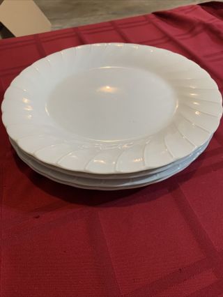 Vintage Set Of (4) Sheffield Bone China 10 3/8 " Dinner Plates - Scallop Swirl