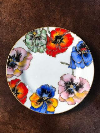 Fitz And Floyd “pansies” Bread Plate 6 1/2” Vintage - Colors - 9 Avail.