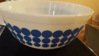 Vintage Pyrex Blue Polka Dot 403 Mixing Bowl Mid Century Glass Dish 2 1/2 quart 3
