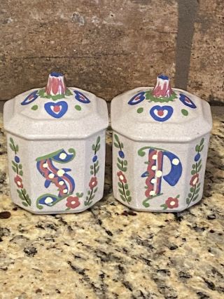 Rare Color Vintage Galagray Salt & Pepper Shakers California Pottery Cleminsons
