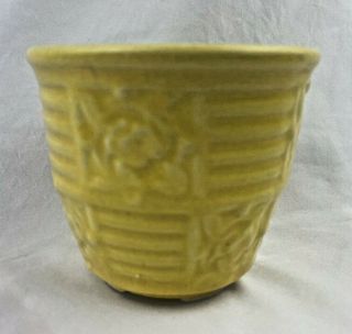 Old Vintage Small Yellow Pottery Flower Pot Darling